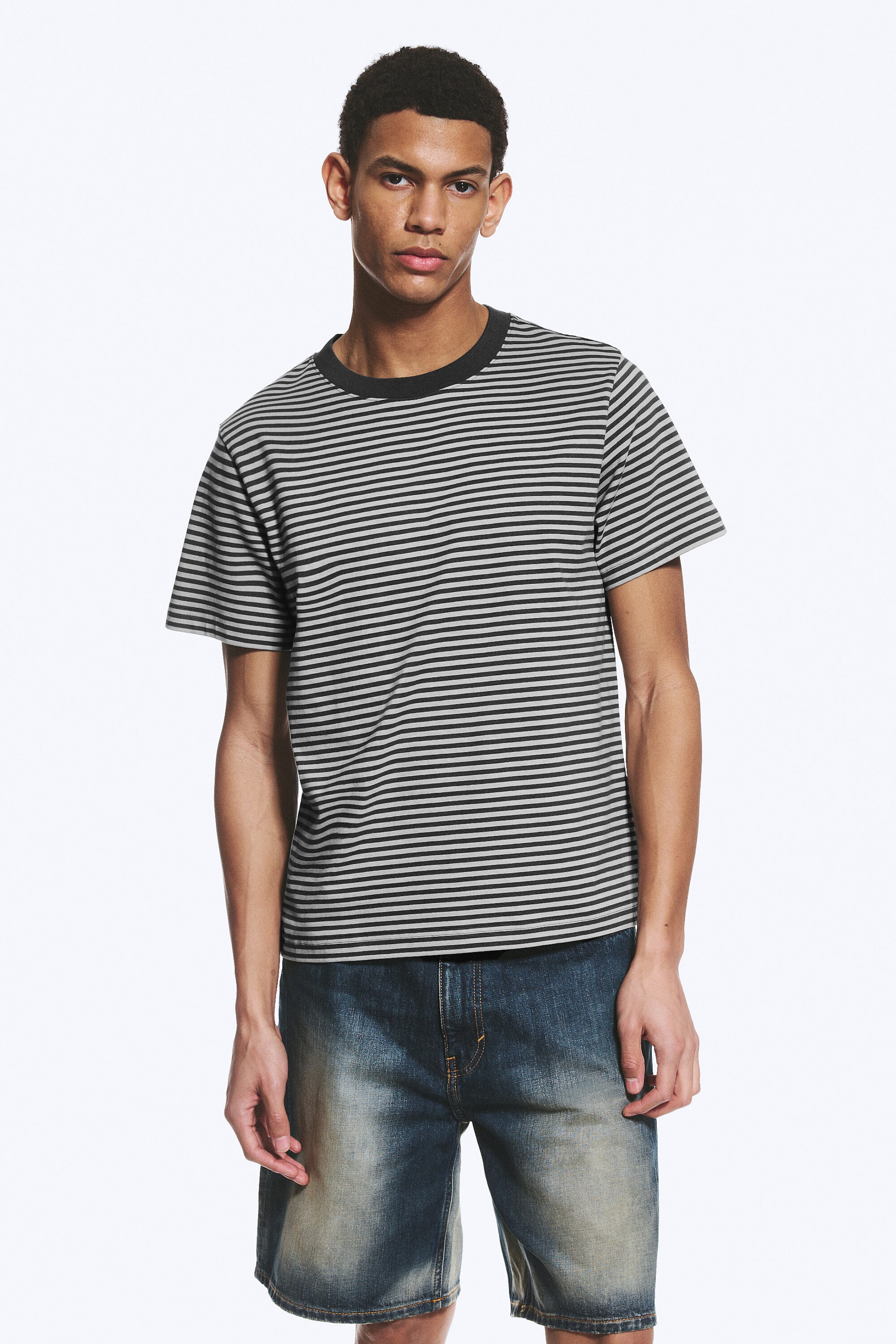 Striped Grey - Classic Boxy T-shirt - 1
