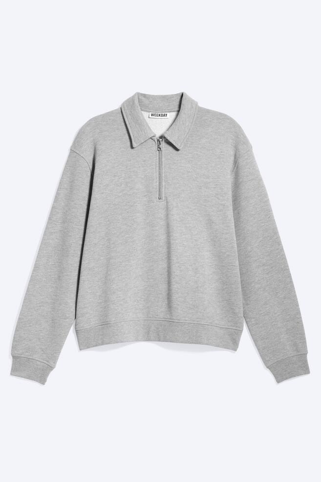 Quarter zip sweatshirt - Dusty Light Melange/Washed Dark Green - 1