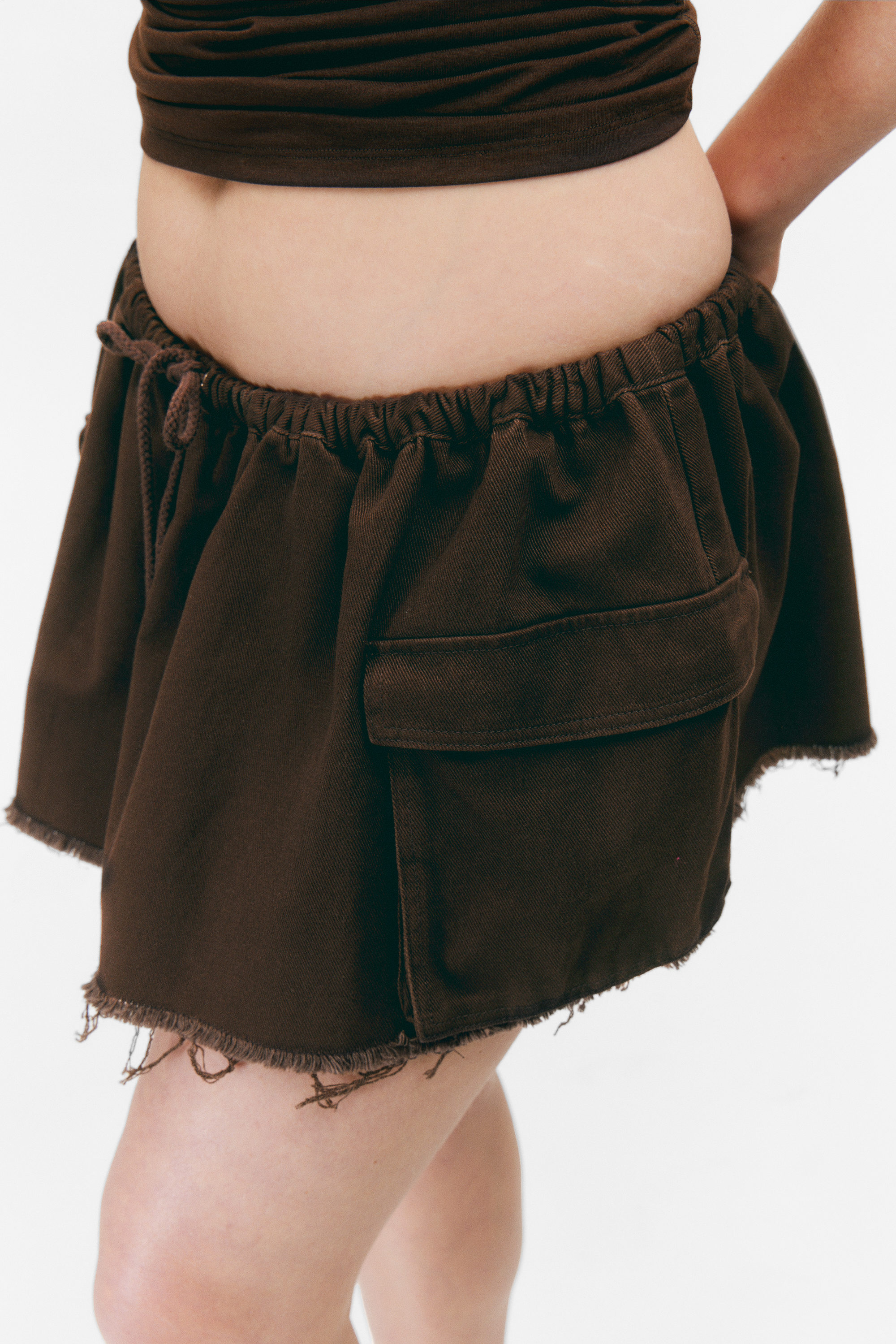 Dunkelbraun - Utility-Minirock aus Twill - 2
