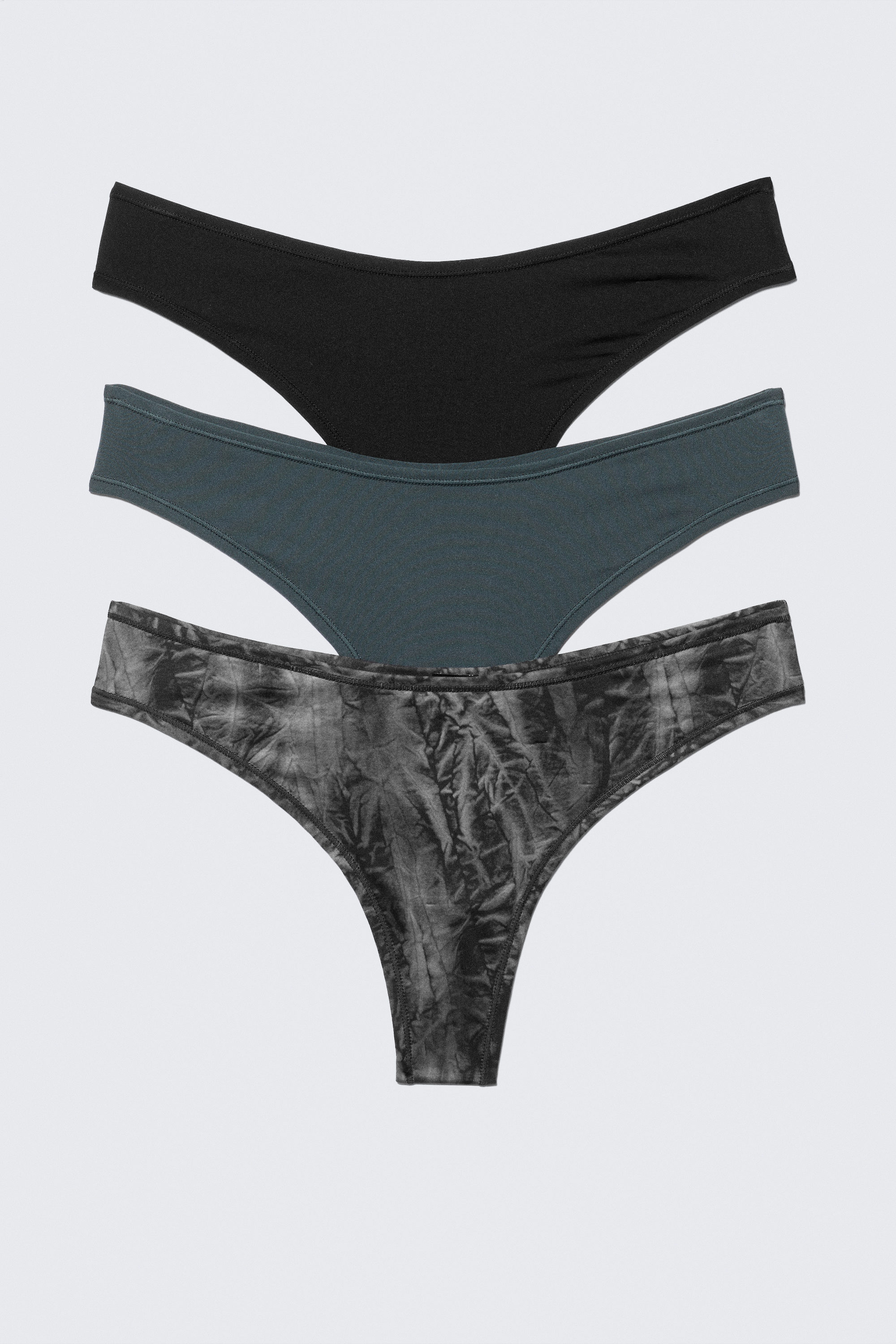 Black/Blue/Crinkle Grey - 3-pack Soul Micro Thongs - 4