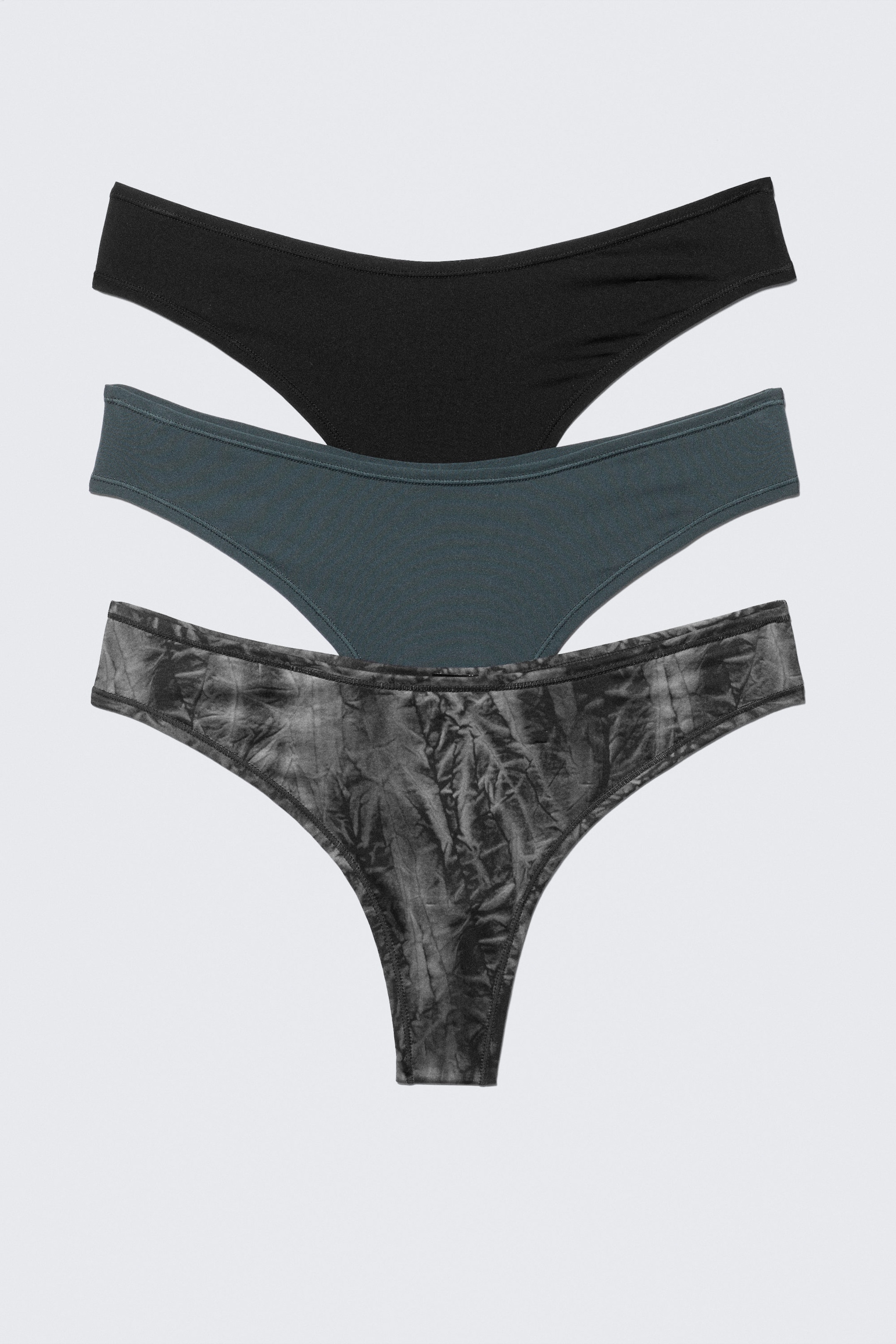 Black/Blue/Crinkle Grey - 3-pack Soul Micro Thongs - 1