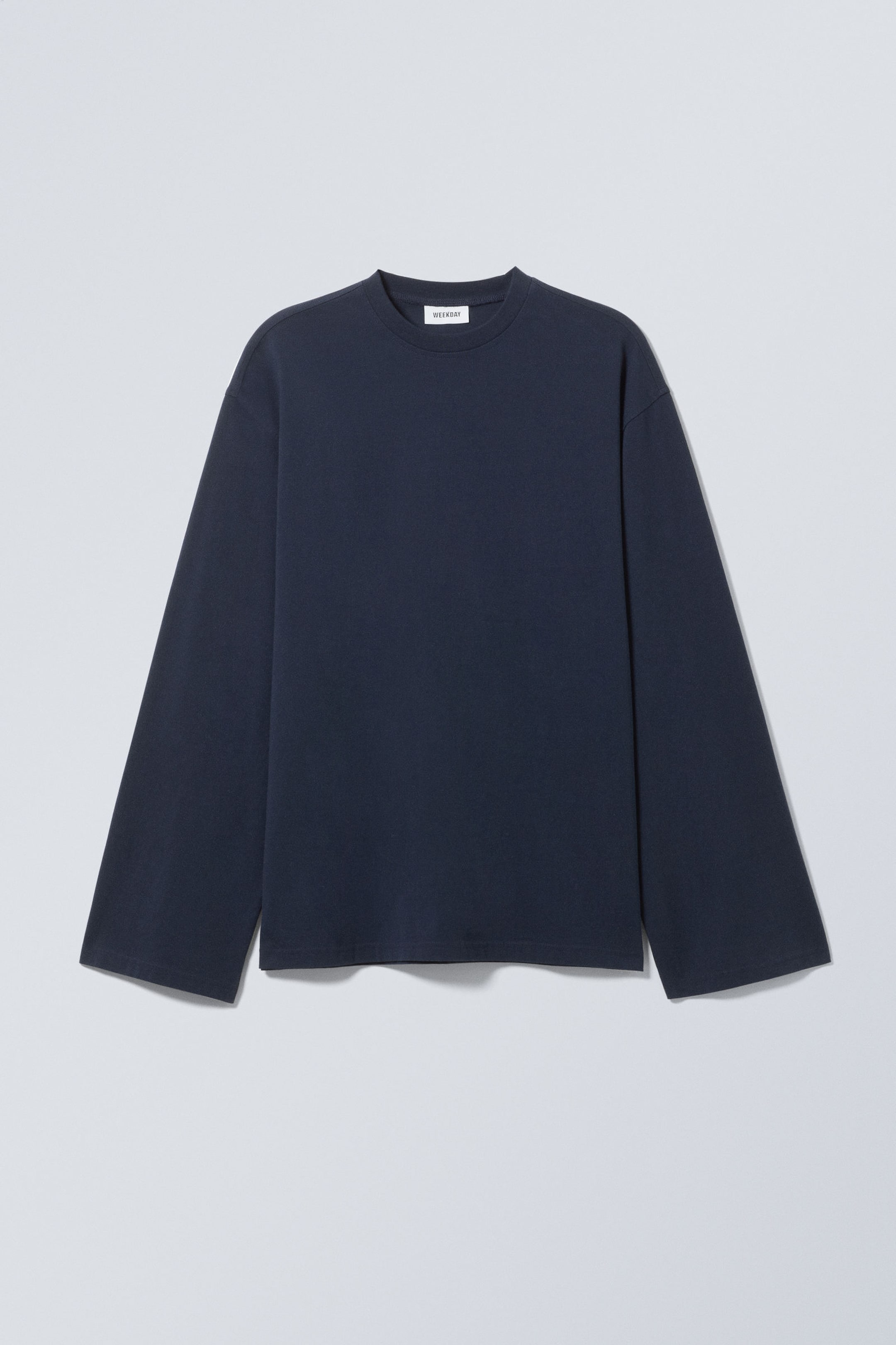 Navy Blue - Oversized Long Sleeve T-shirt - 0