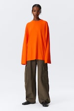 Bright Orange - Oversized Long Sleeve T-shirt - 1