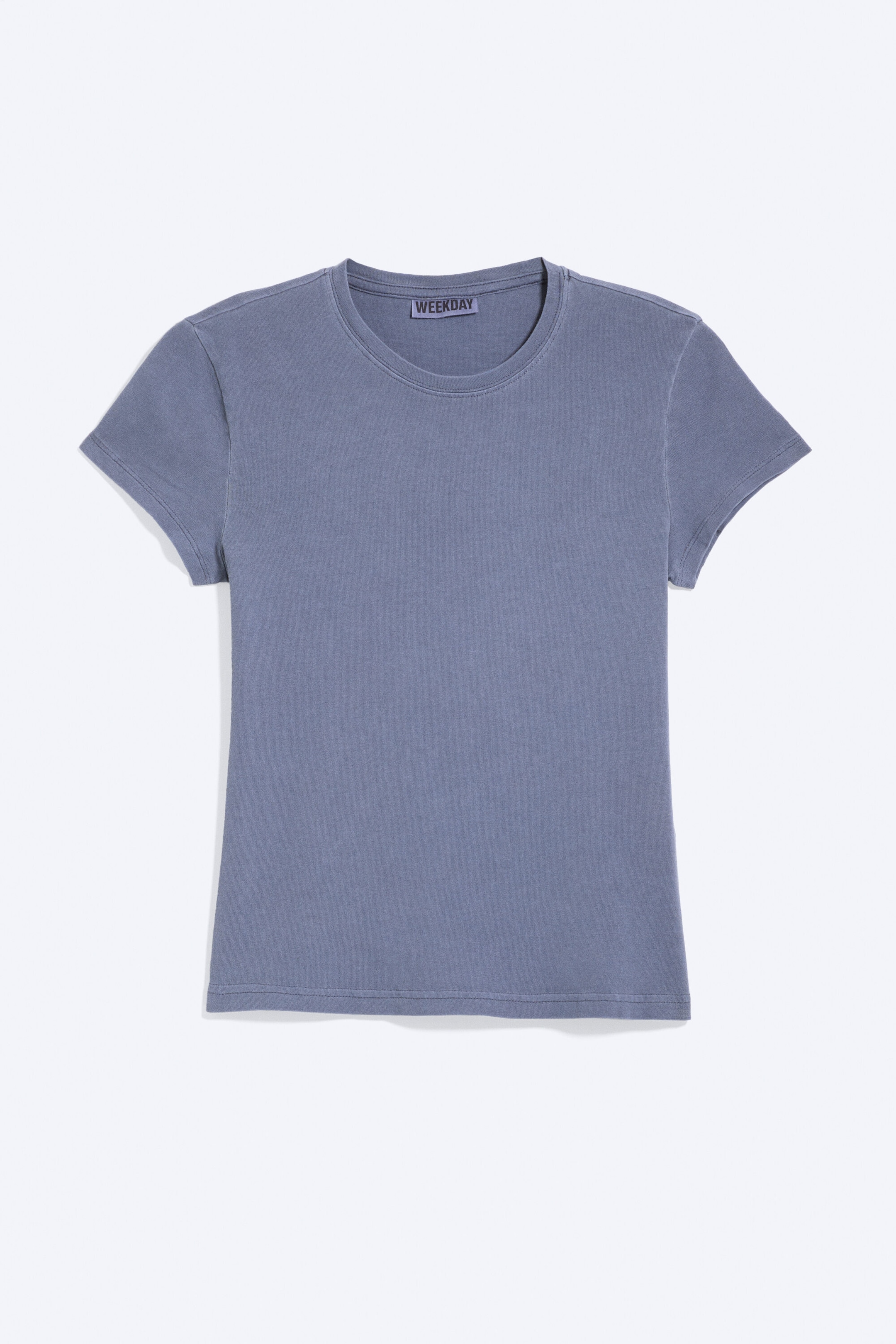 Dusty Washed Blue - Slim fit katoenen T-shirt met korte mouwen - 3
