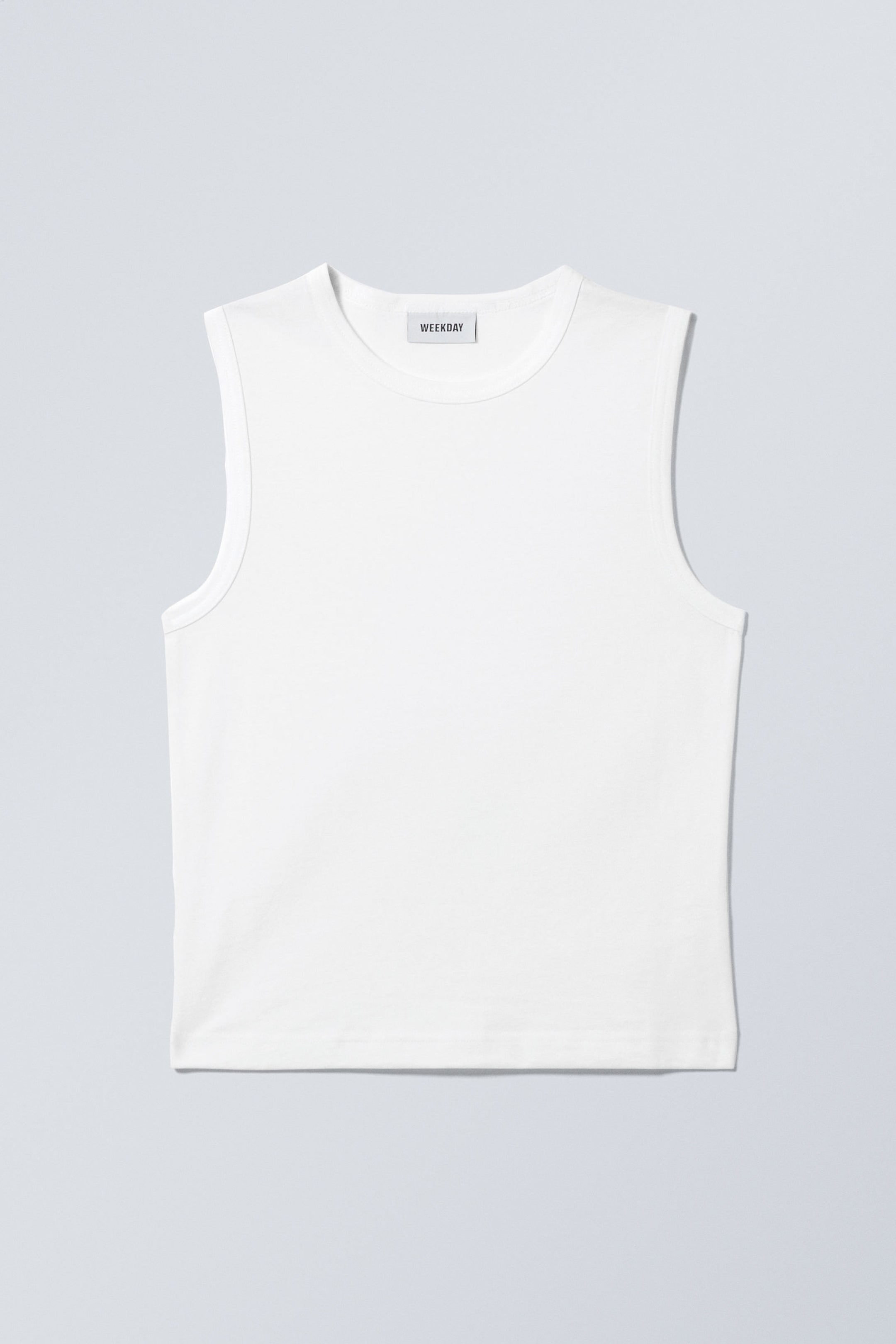 White - Wide Shoulder Fitted Tank Top - 1