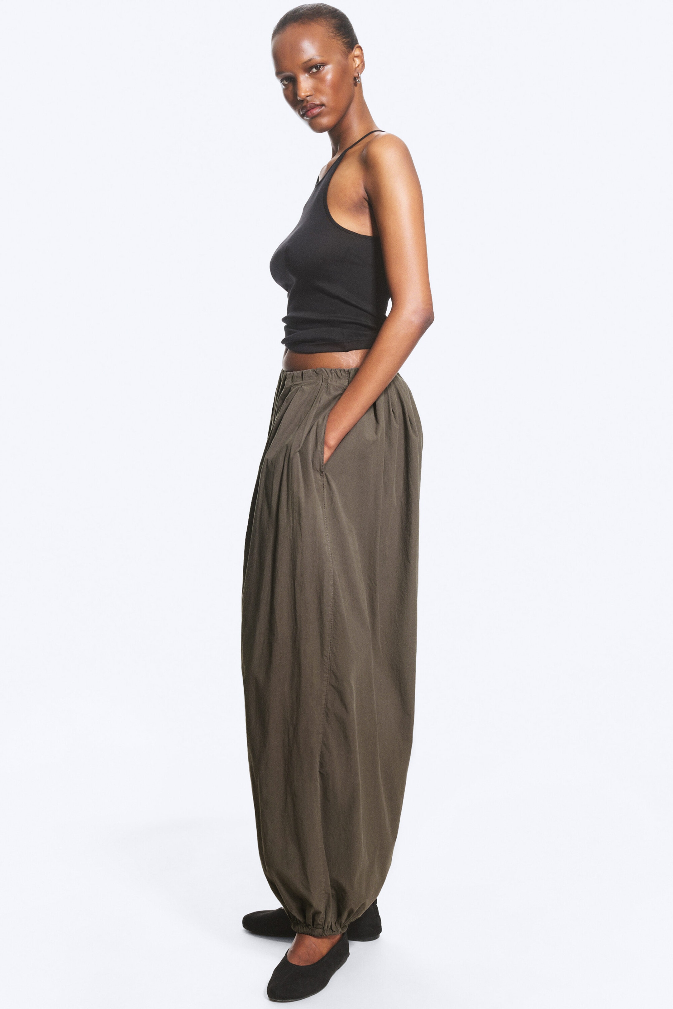 Dunkles Graubraun - Ballonhose aus Baumwolle - 2