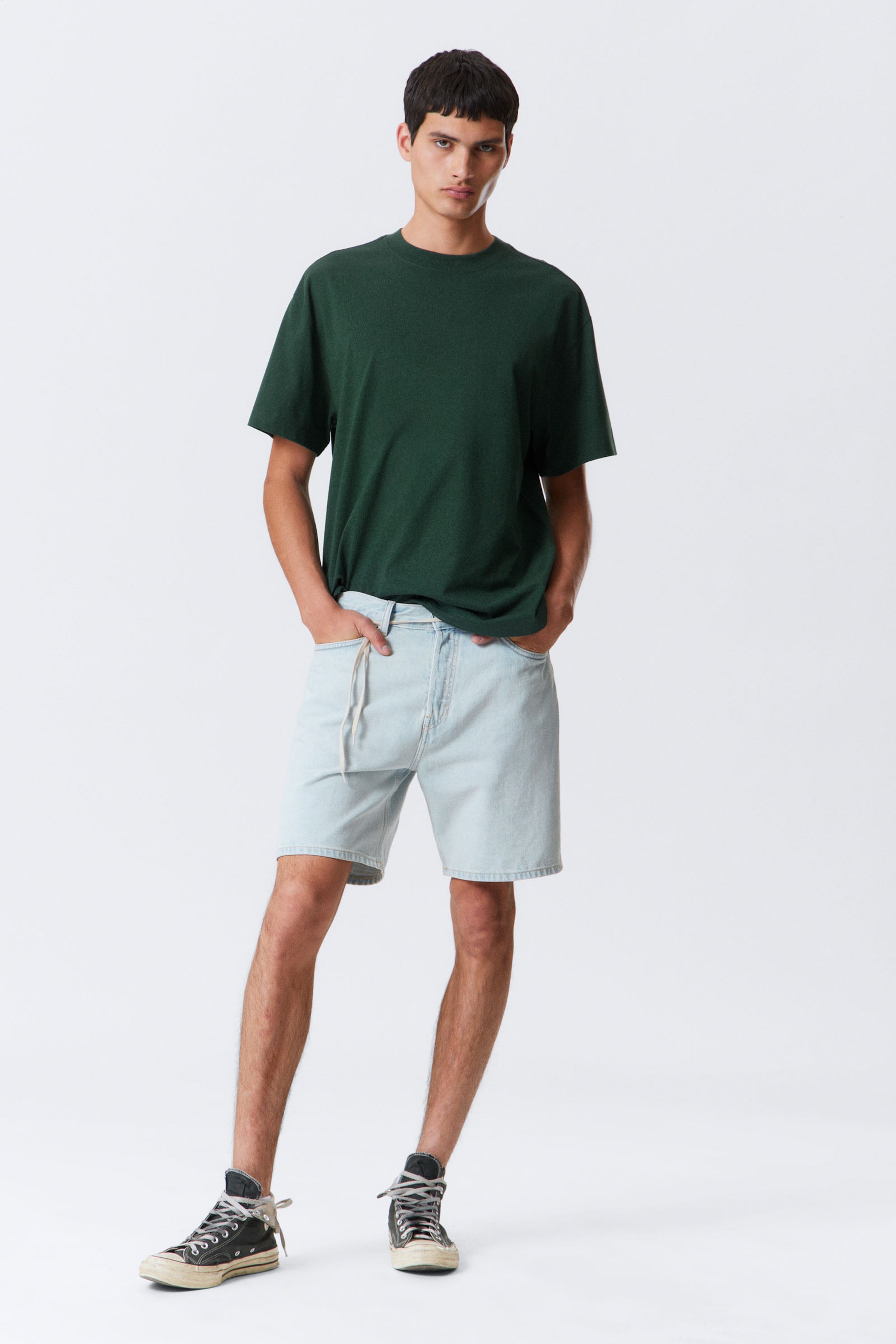 Dunkelgrün - Schweres Oversized-T-Shirt - 1