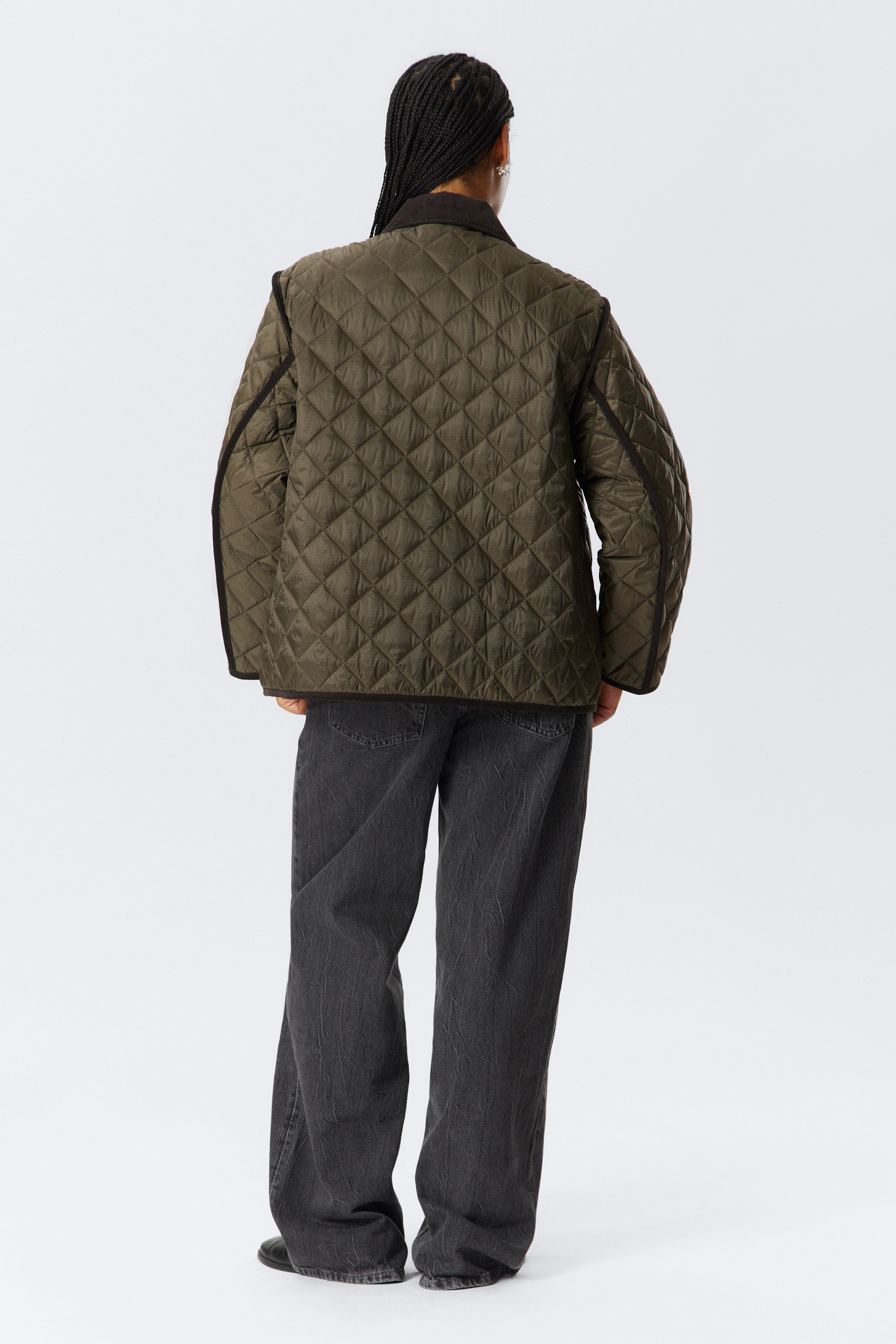 Khaki Green & Brown - Oversized Quilted Liner Jacket - 3