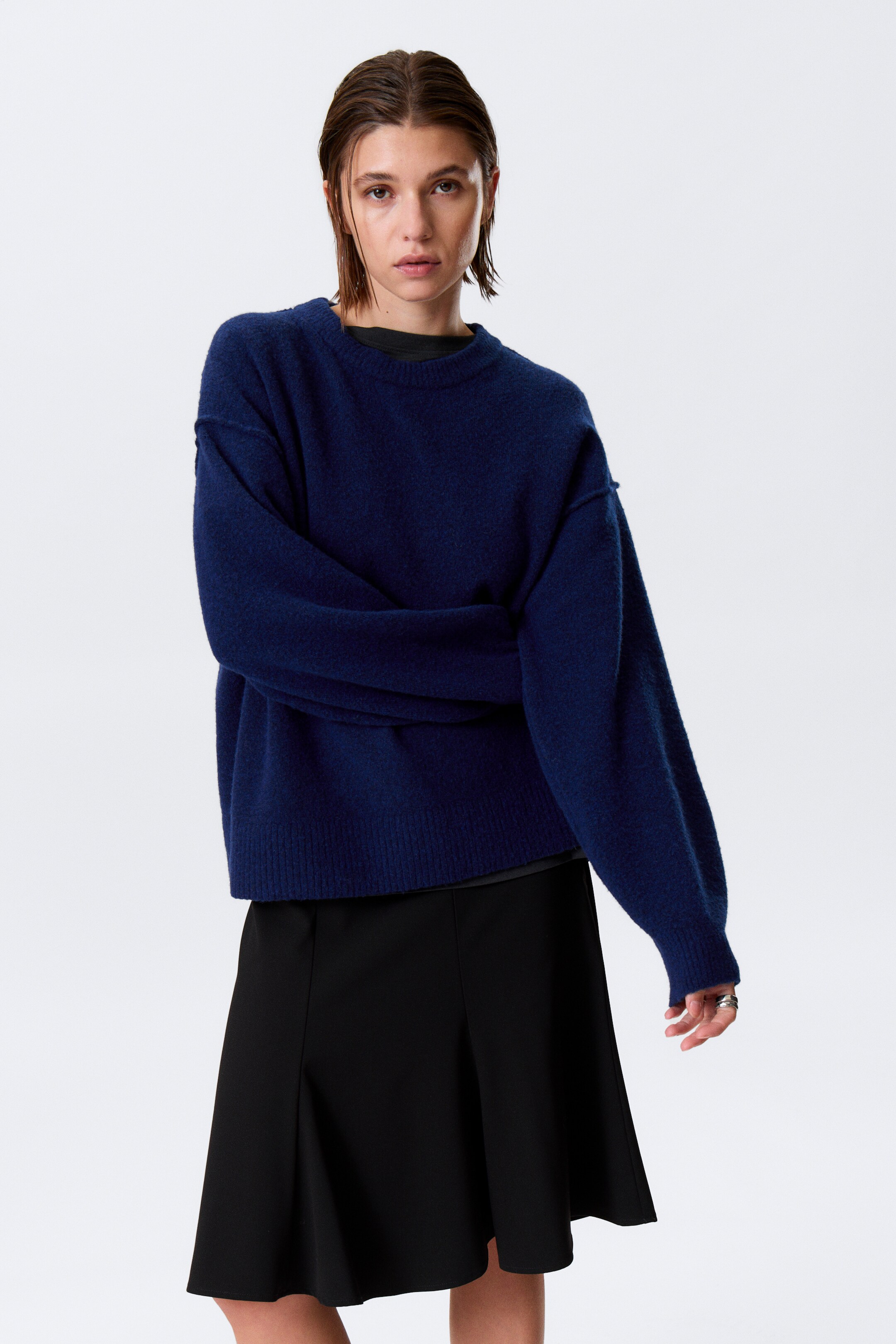 Agrandir l'image: Pull en maille décontracté - Bleu foncé chiné - FEMME | H&M BE 1