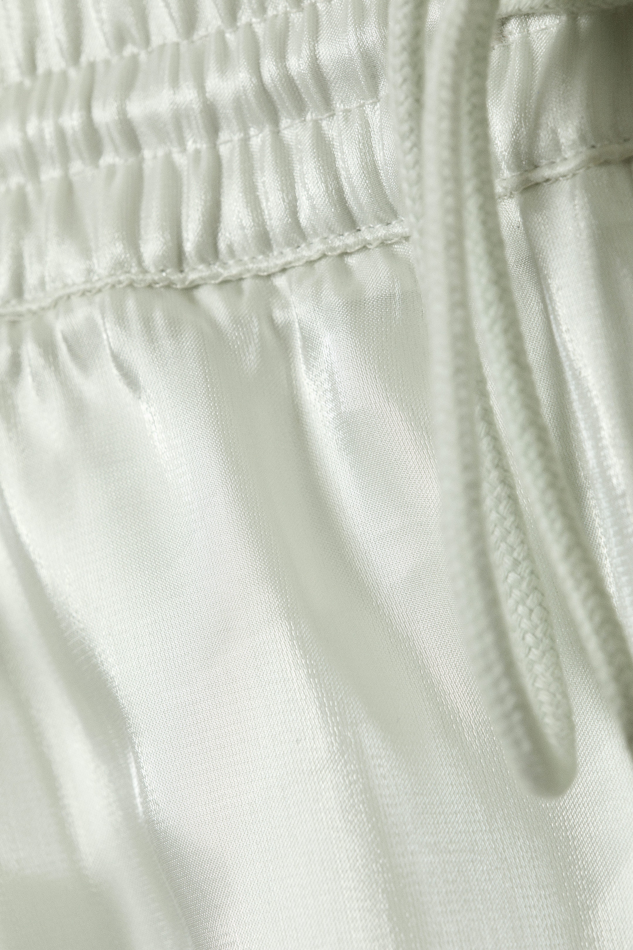 Light Mint - Sheer Drawstring Wide Leg Trousers - 2