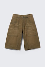 Deep Brown - Dunno Unisex Loose Fit Carpenter Jorts - 0