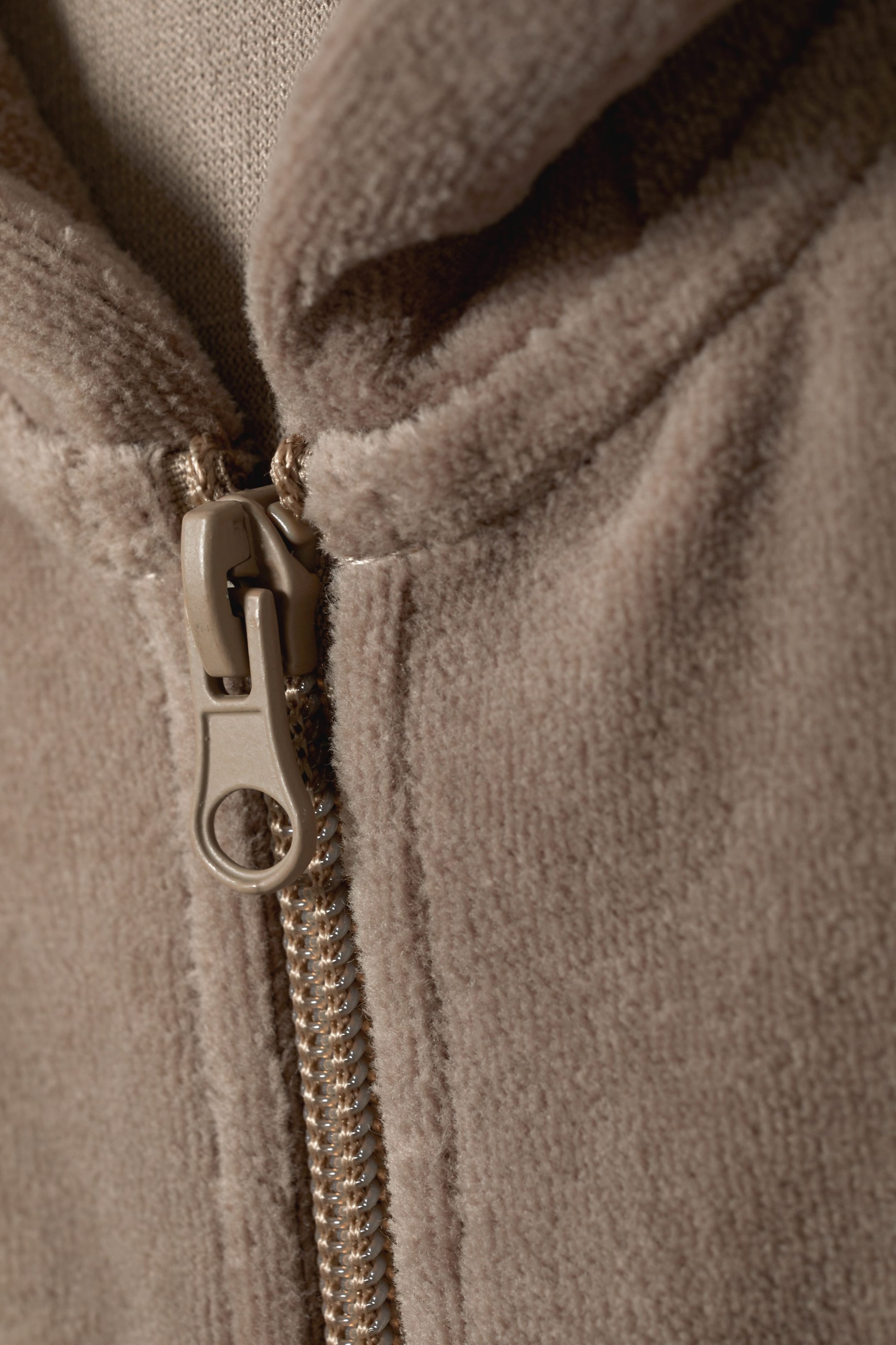 Beige - Juno Velour Zip Hoodie - 1