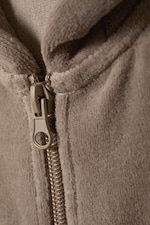 Beige - Juno Velour Zip Hoodie - 1