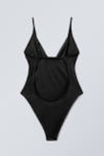 Black - Open Back Swimsuit - 1