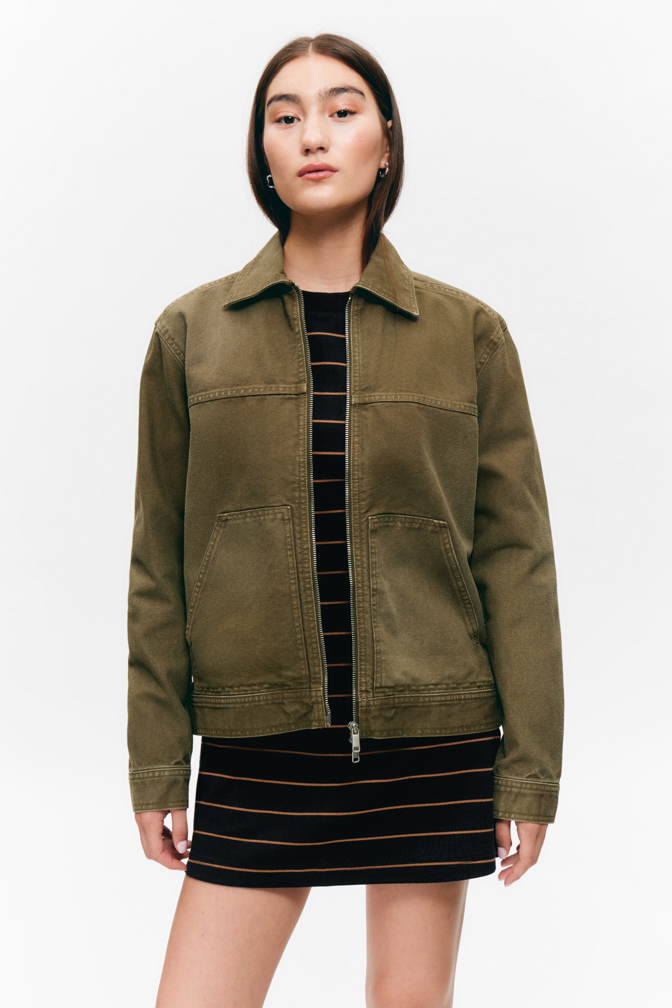 Größeres Bild anzeigen: Oxford-Jacke mit Zwei-Wege-Reißverschluss - Dunkles Khakigrün - Ladies | H&M AT 3