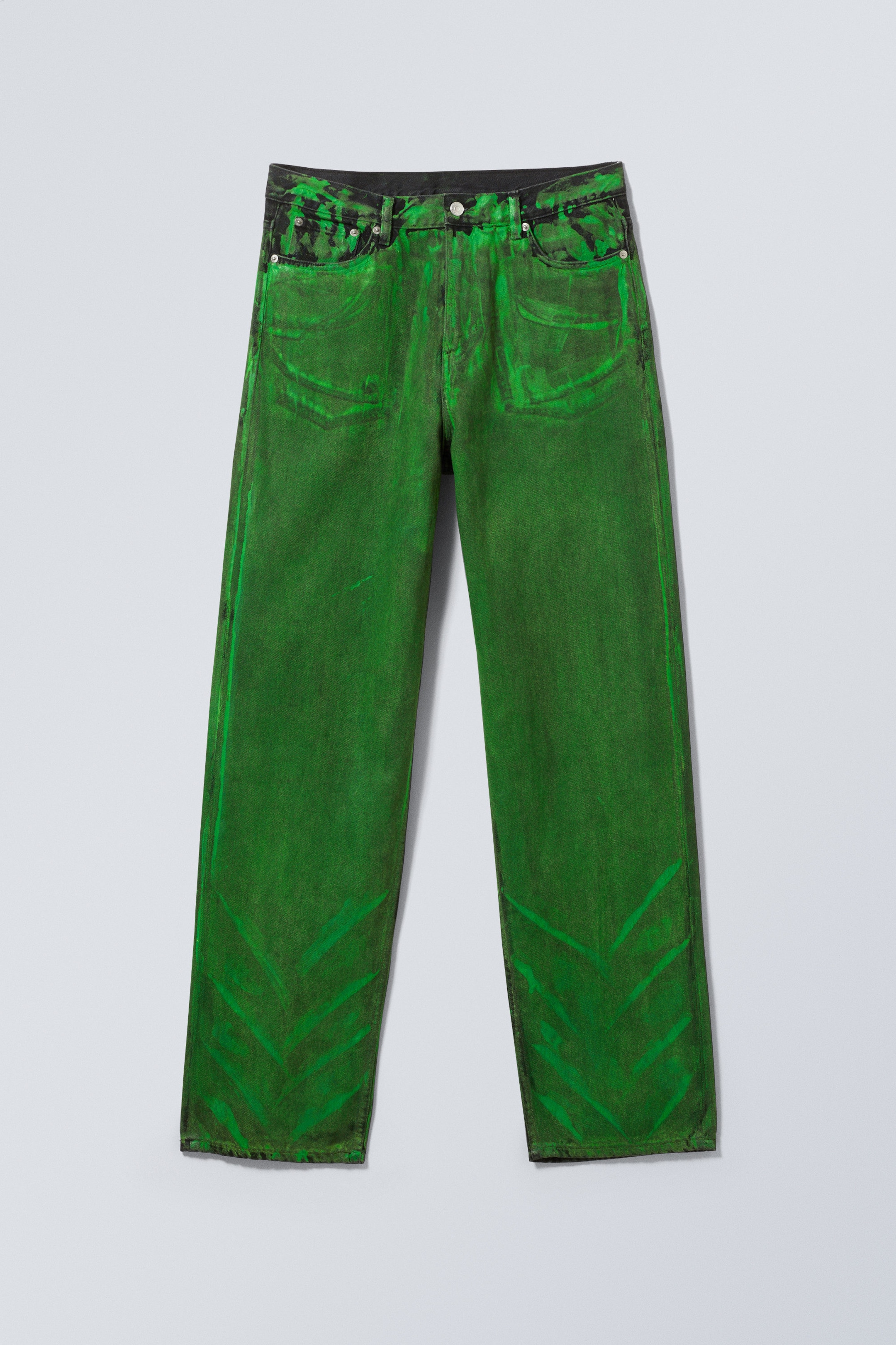 Coated Green - Galaxy Loose Green Coated Jeans - 1