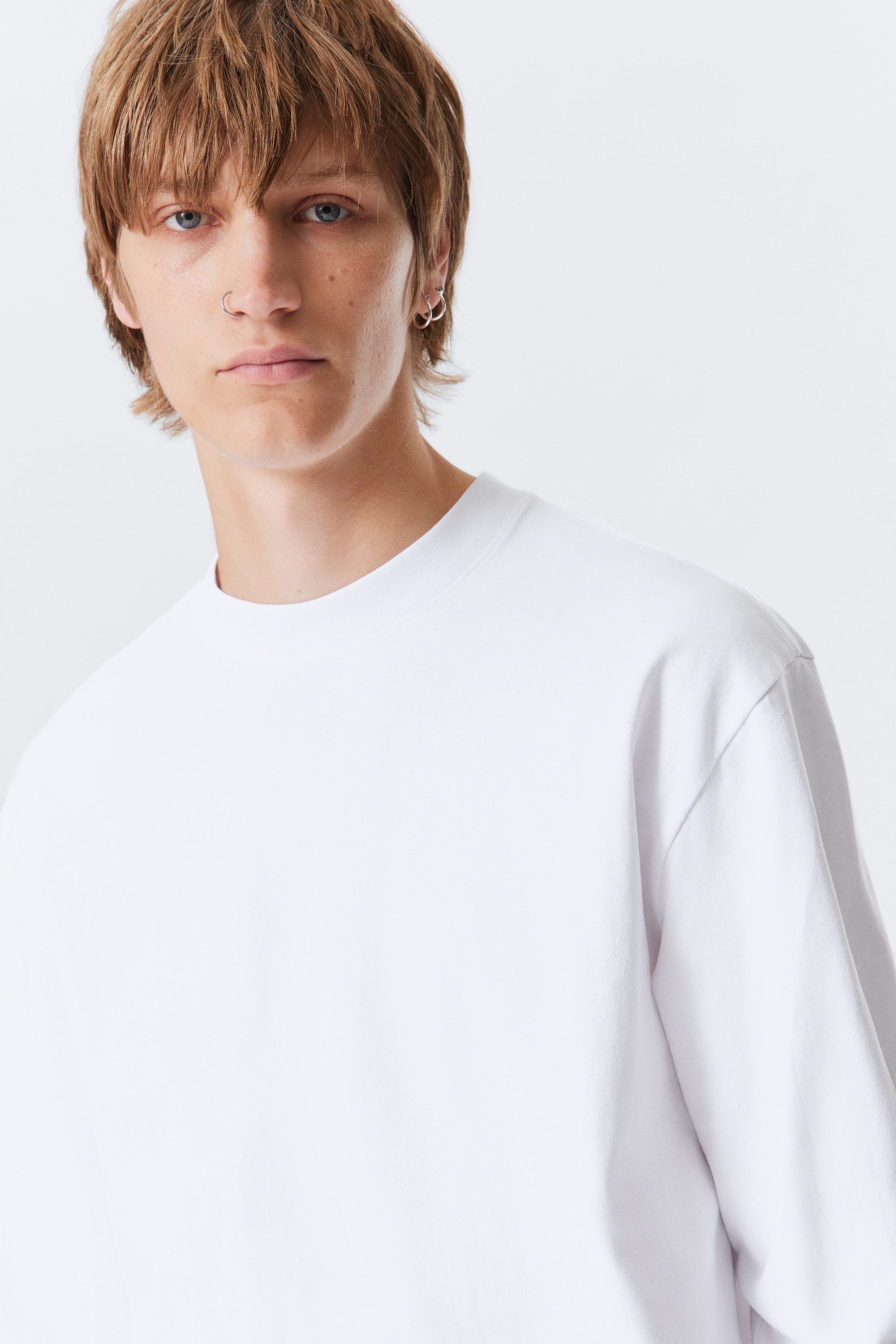 White - Relaxed Long-Sleeved Cotton T-shirt - 2