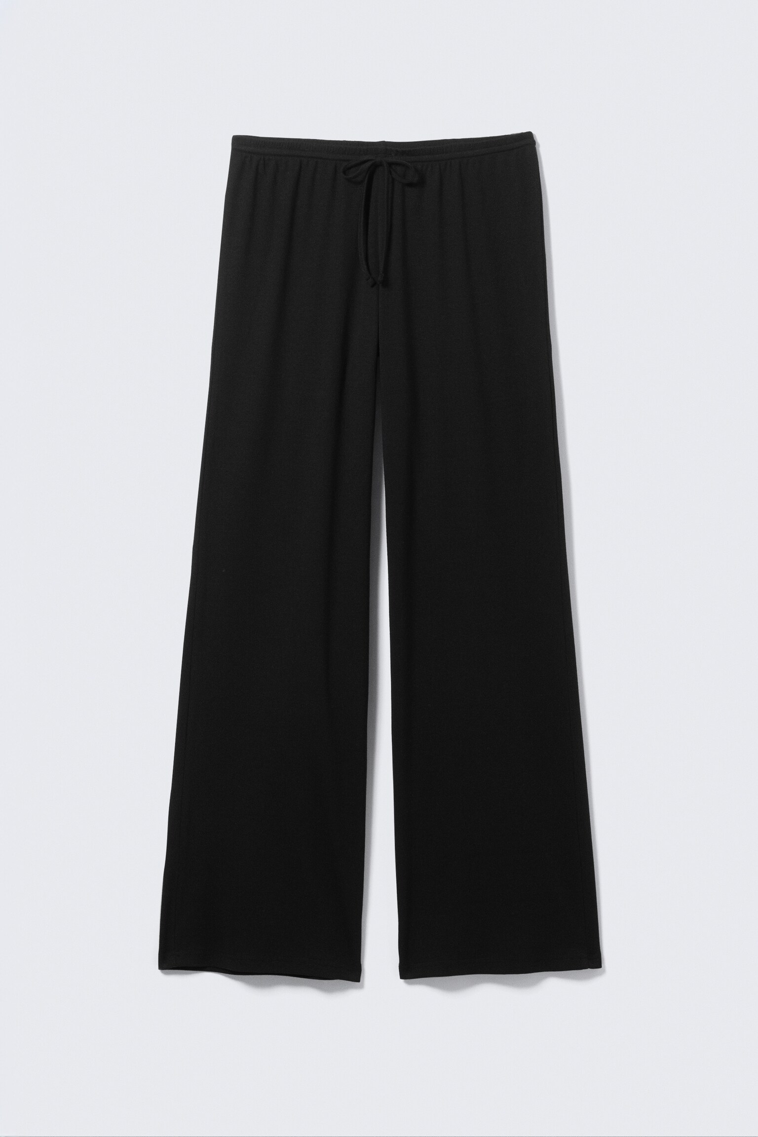 Mid Rise Relaxed Pyjama Trousers - Black/Grey Melange - 2