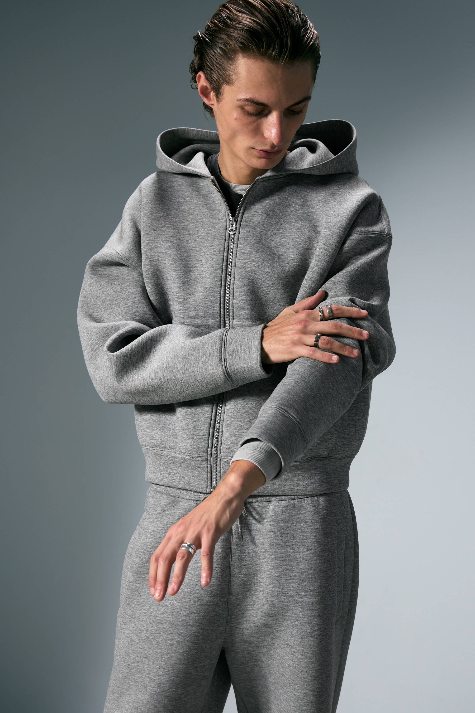 Simon Scuba Zip Hoodie - Grey Melange/Black/Dark Blue/Dark Grey Melange/Dark Brown/Dark Green