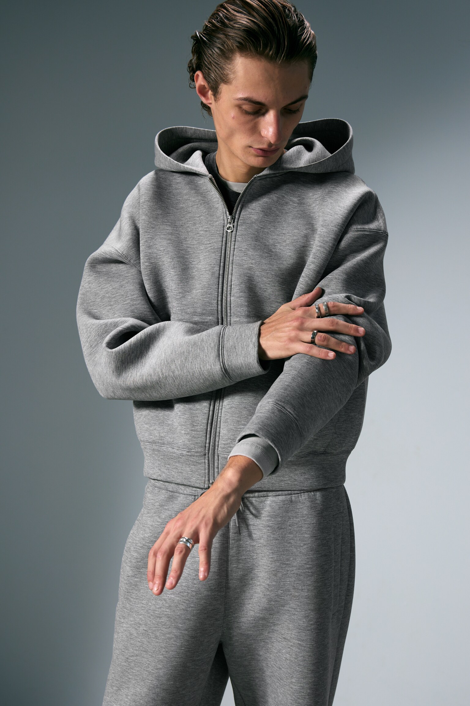 Simon Scuba Zip Hoodie - Grey Melange/Black/Dark Blue/Sötétszürke melanzs/Dark Brown/Sötétzöld - 1