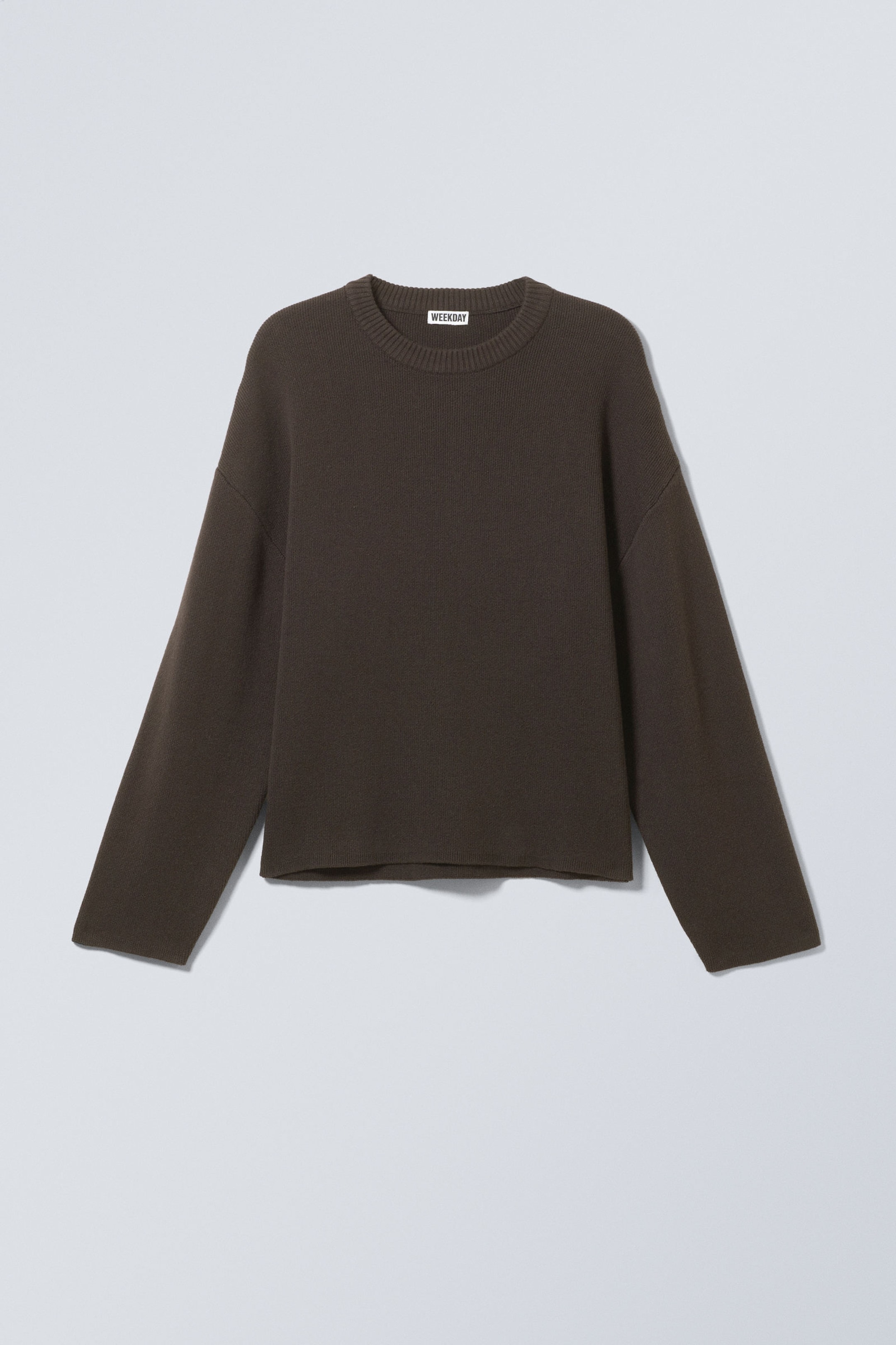 Dark Brown - Boxy Knitted Cotton Sweater - 3