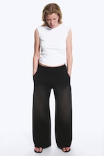 Washed Black - Washed Wide Leg Scuba Sweatpants - 0