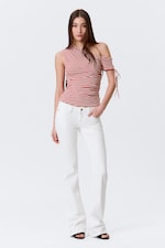 Rayures rouge/blanc - Haut asymétrique froncé - 3