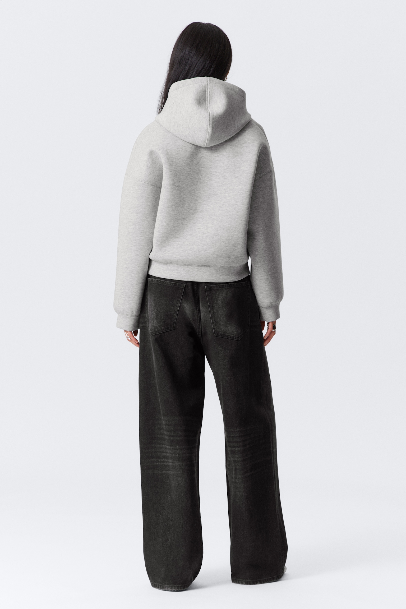 Oversized Scuba-Zip-Hoodie - Grau meliert/Dunkelgrau/Schwarz - 6