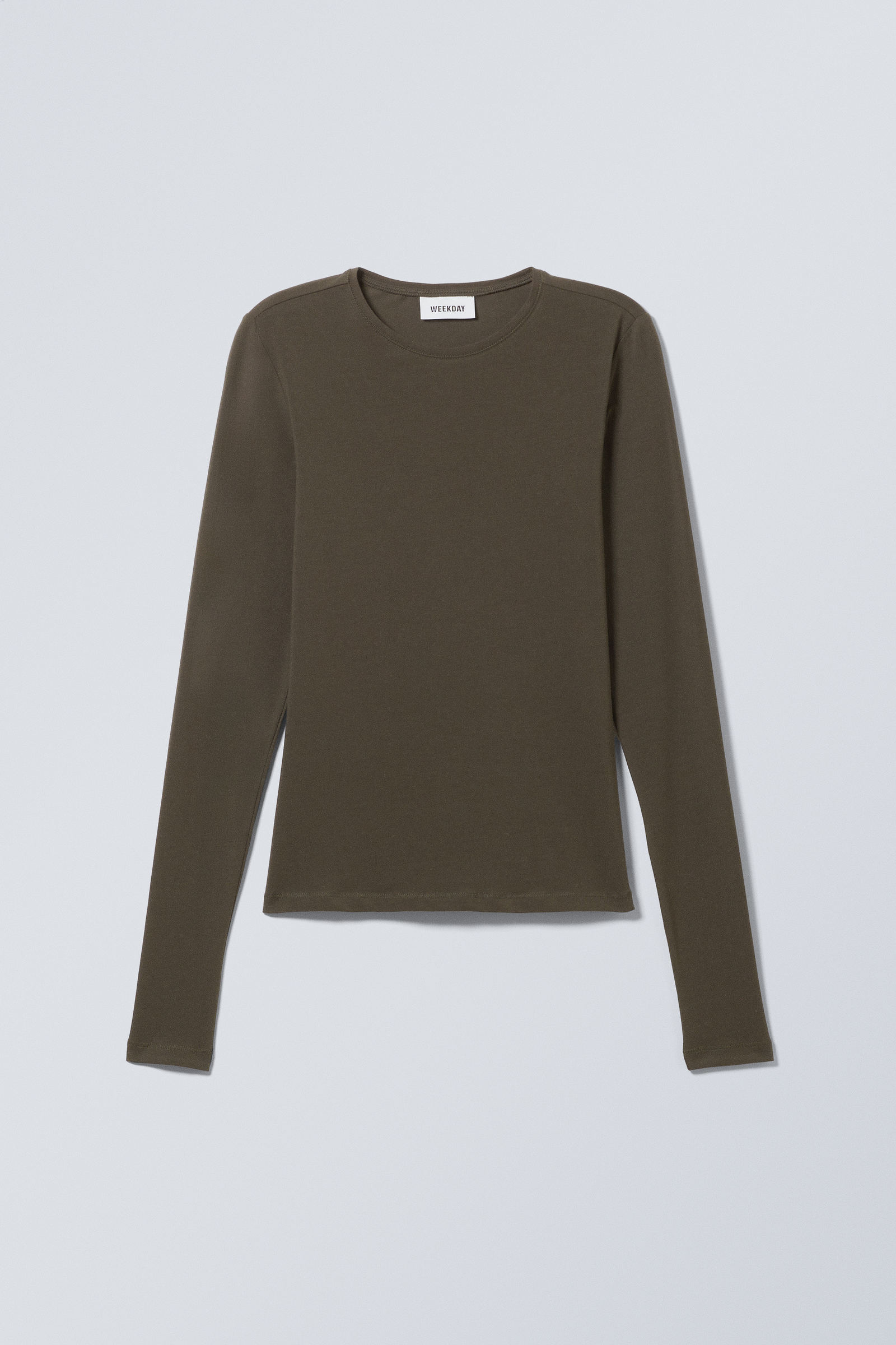 slim fitted long sleeve - Dark Khaki Green | Weekday GB