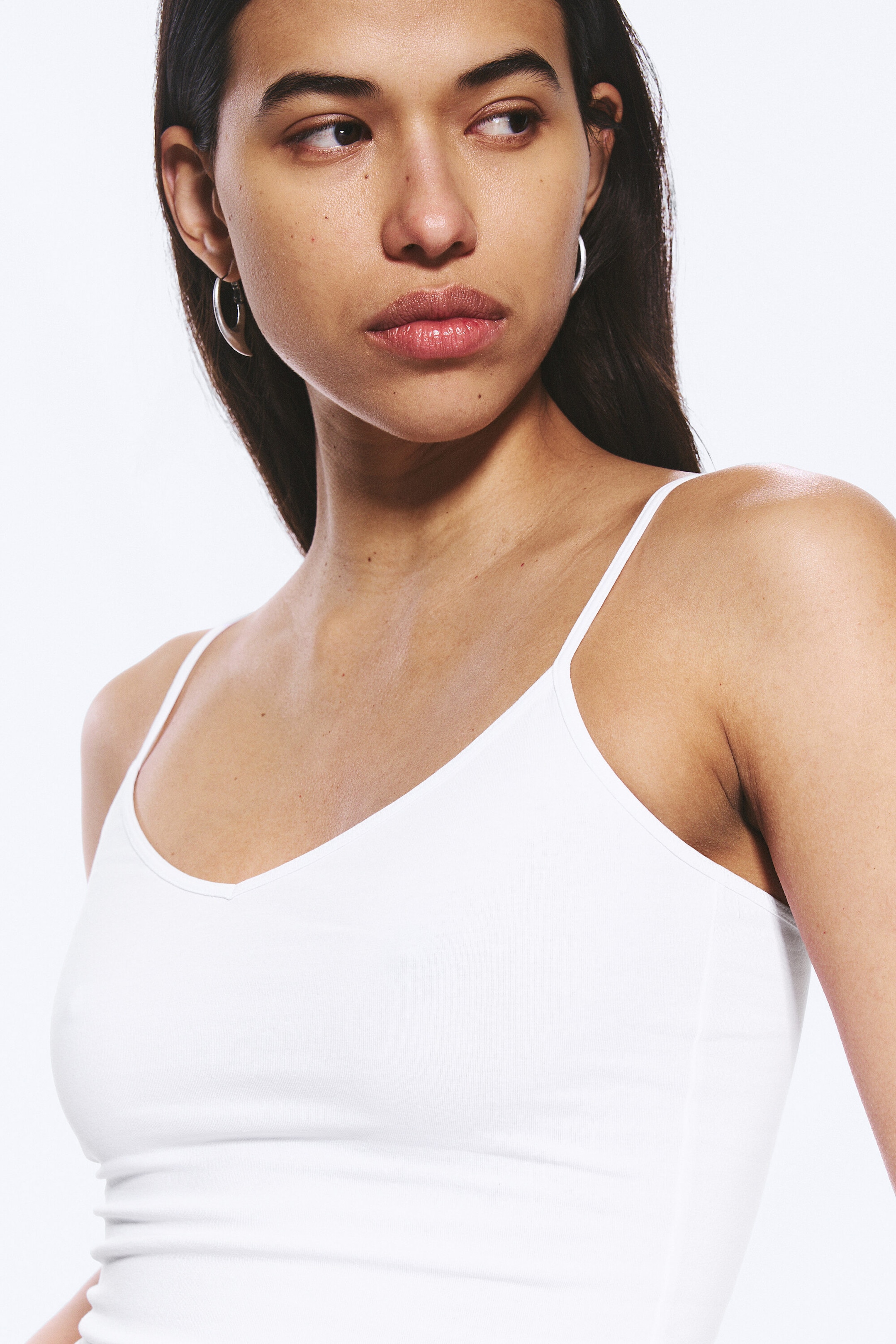 Wit - Set van 2 katoenen slim fit singlet met V-hals - 2