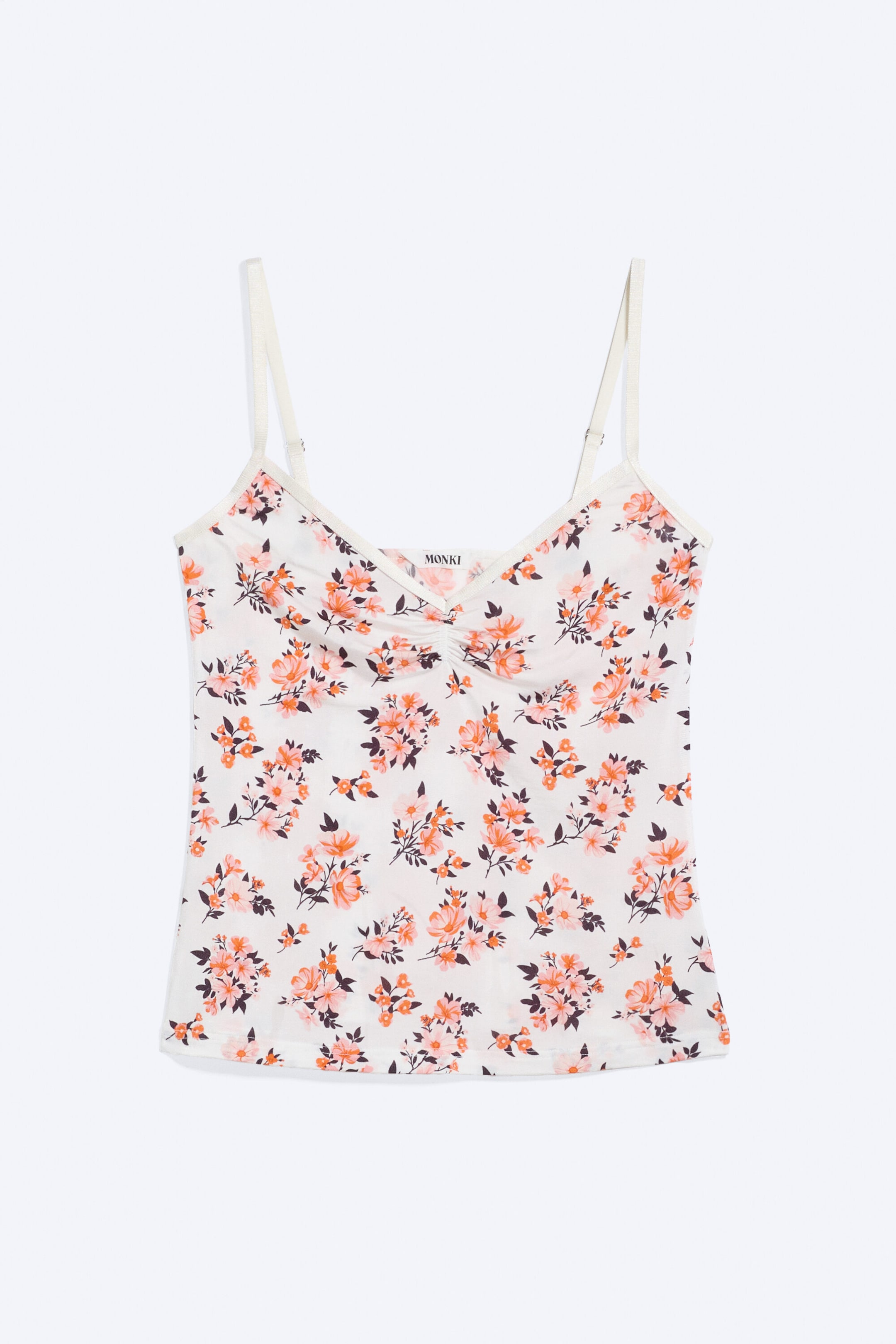 Weiß - Blumenmuster - Trägertop mit V-Ausschnitt - 3
