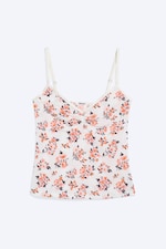 Weiß - Blumenmuster - Trägertop mit V-Ausschnitt - 3