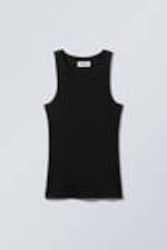 Black - Fitted Rib Tank Top - 3