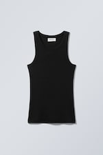 Black - Fitted Rib Tank Top - 3