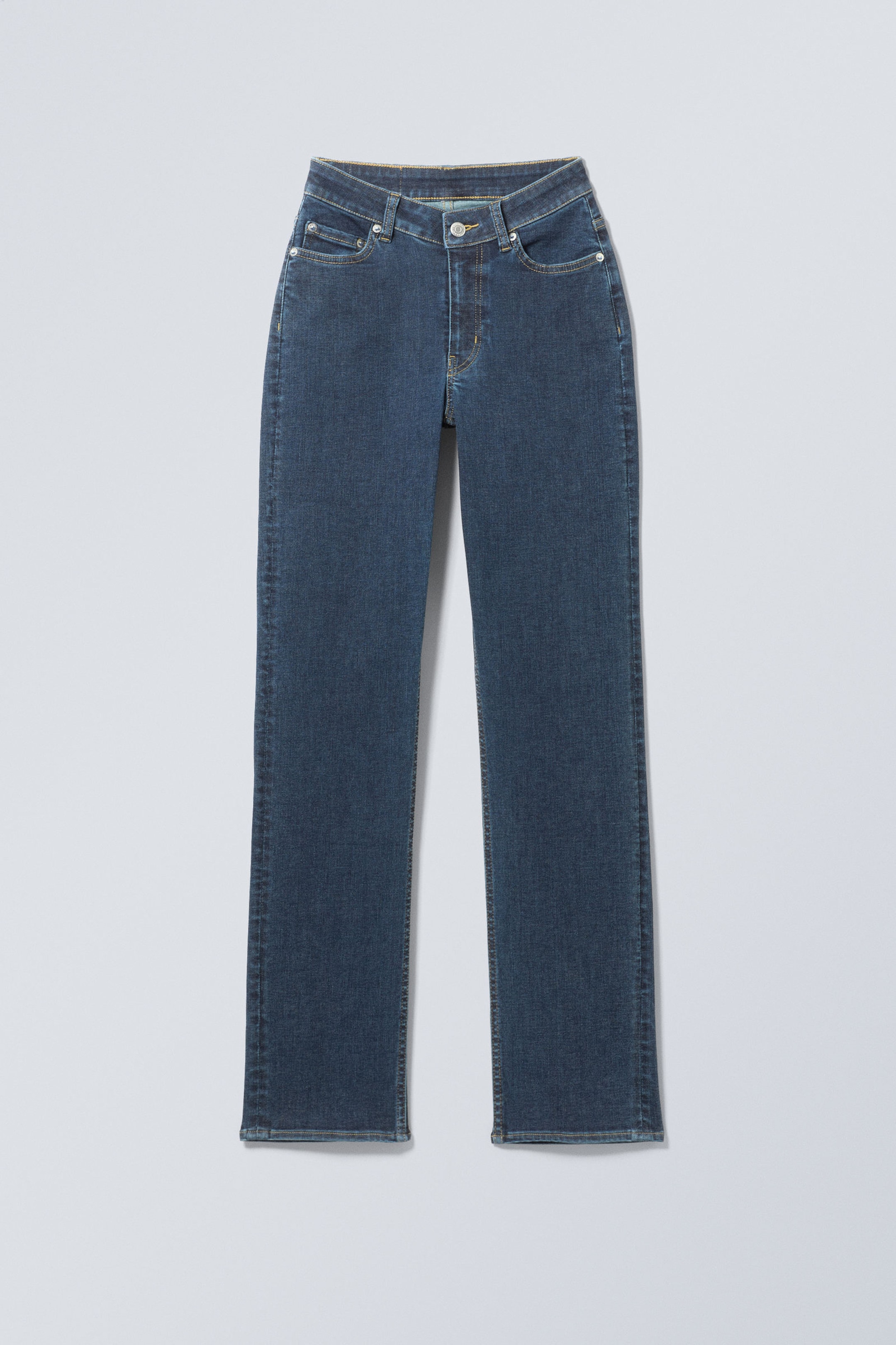 Sapphire Blue - Dark Blue - Twig Curve Mid Rise Slim Straight Leg Jeans - 0