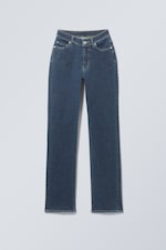 Sapphire Blue - Dark Blue - Twig Curve Mid Rise Slim Straight Leg Jeans - 0
