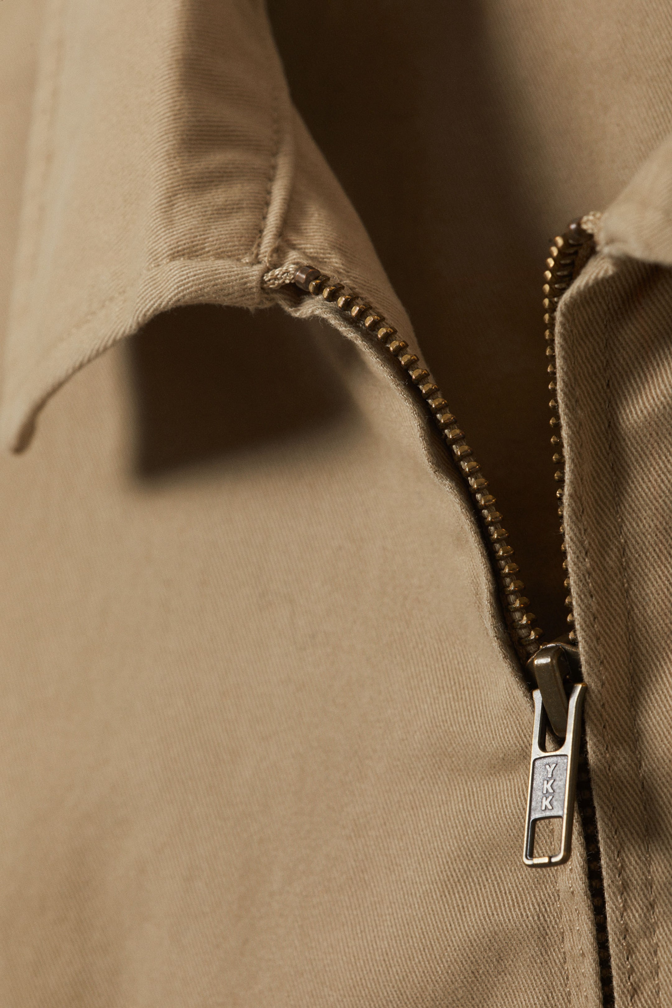 Beige - Loose Fit Cotton Twill Zip Jacket - 5