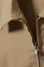 Beige - Loose Fit Cotton Twill Zip Jacket - 5