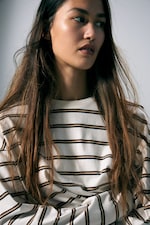 Staubweiß - Braune Streifen - Longsleeve-Shirt aus Baumwolle - 3