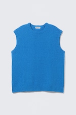 Blau - Boxy Strickweste - 0