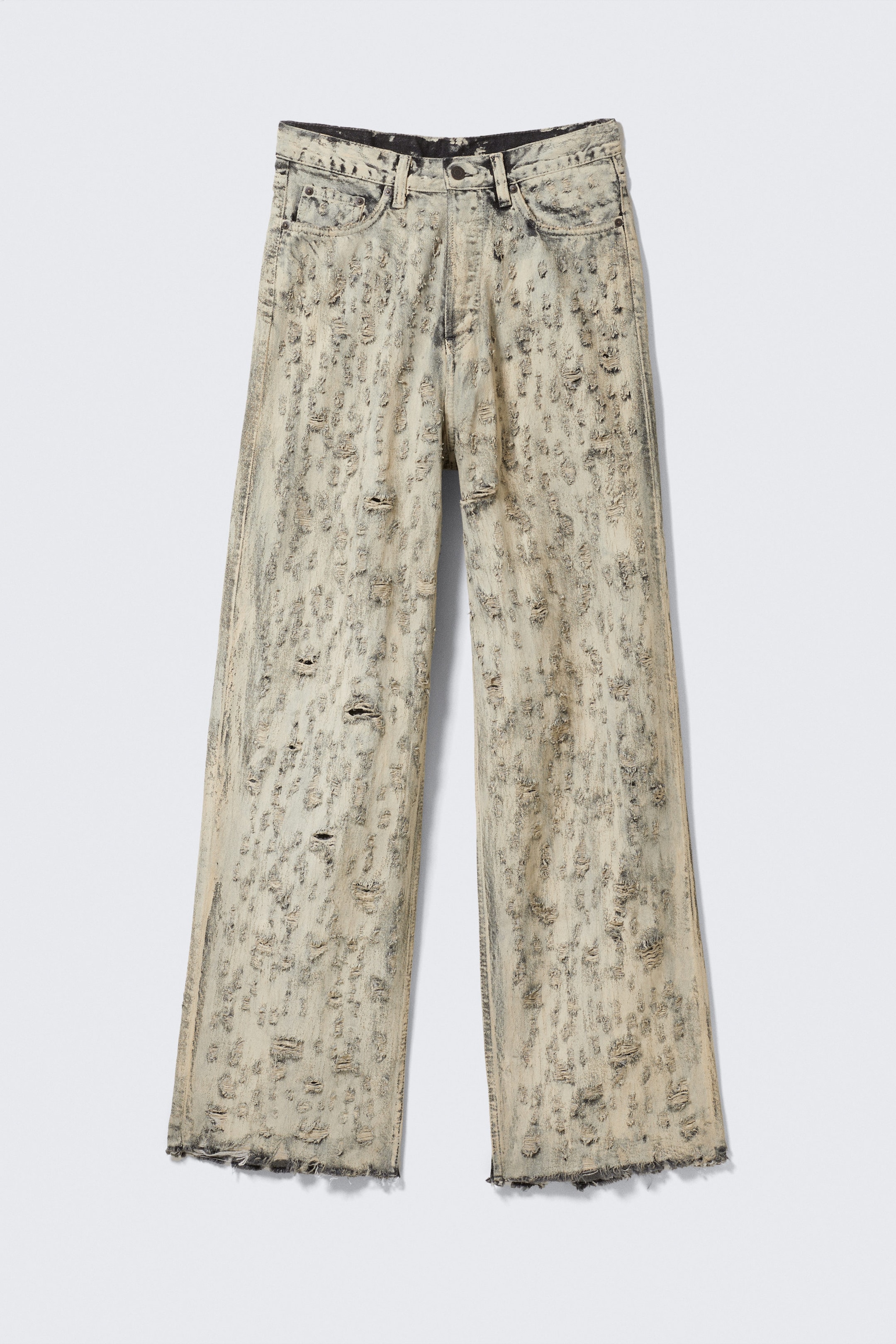 Dark Grey - Calcium - Astro Loose Baggy Leg Distressed Jeans - 1