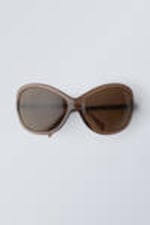Dark Brown - Oversized Sunglasses - 0
