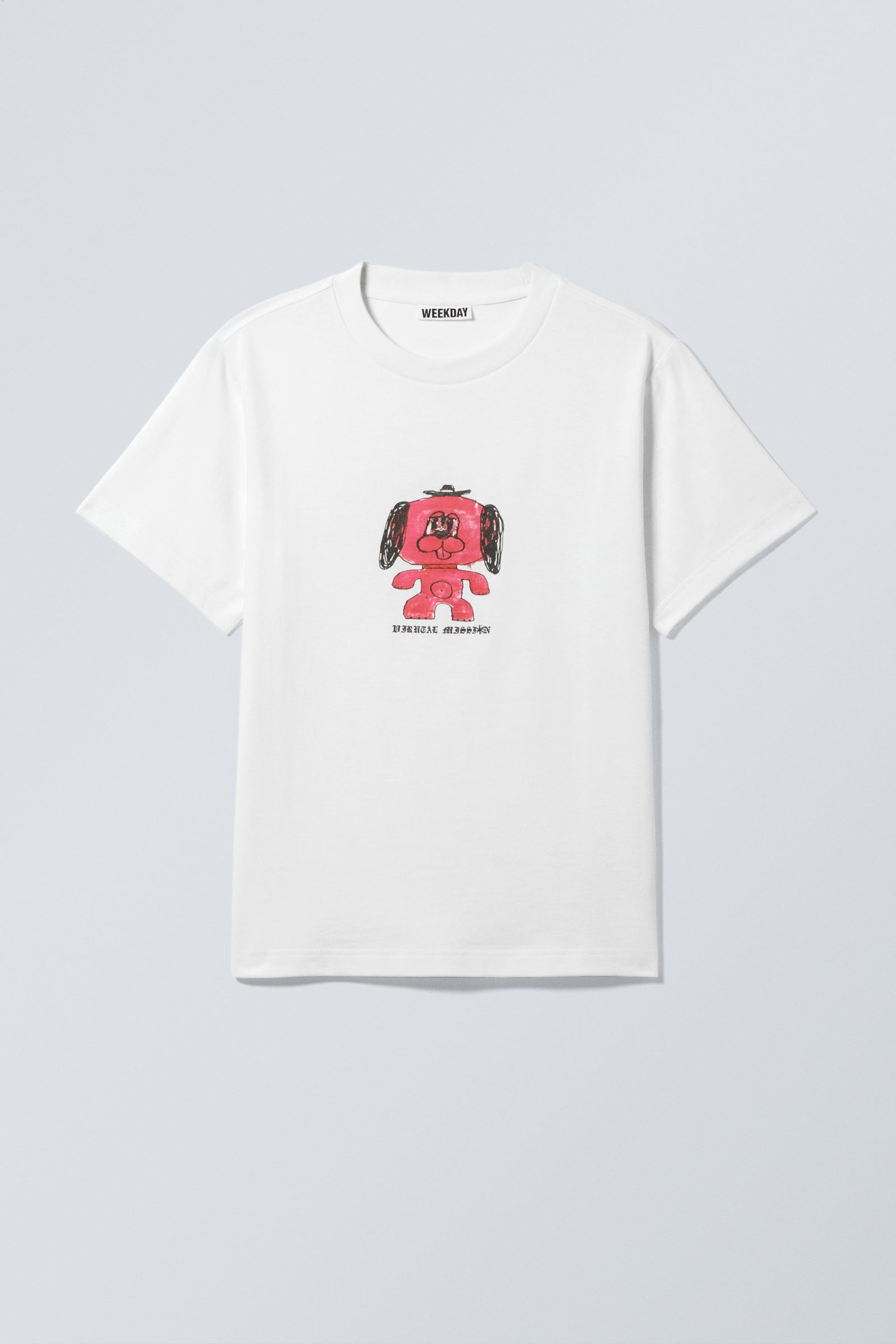 White - Pink Puppy - Boxy Graphic Printed T-Shirt - 3