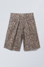 Leopard Print - Astro Loose Baggy Printed Cotton Twill Shorts - 11
