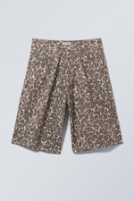 Leopardtrykk - Astro løs, baggy shorts i bomullstvill med trykk - 0