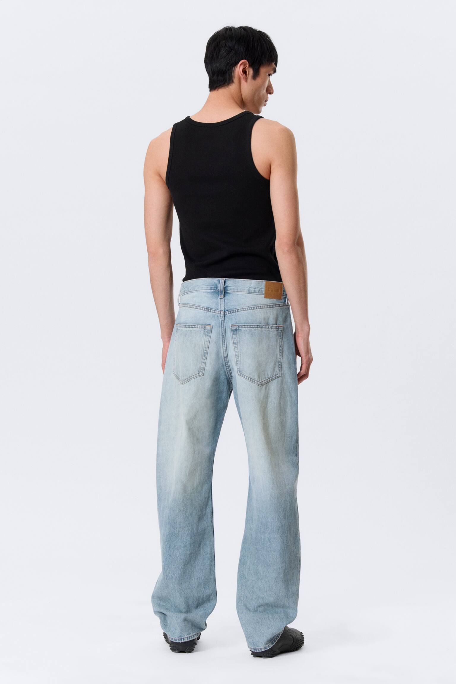 Nebula Mid Waist Loose Barrel Leg Unisex Jeans - Kimberley Blue - Hellblau/Chelsea Black - Schwarz/Blue Rinse - Dunkelblau - 8