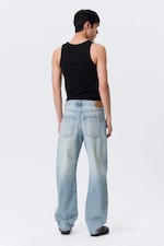 Kimberley Blue - Ljusblå - Nebula Mid Waist Loose Barrel Leg Unisex Jeans - 5