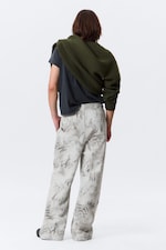 Gris chiné - Imprimé griffonnage - Pantalon de survêtement en coton - 2