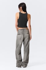 Dark Grey - Cropped Ribbed Cotton Tank - 2