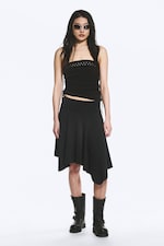 Svart - Mid waist asymmetrisk kjol i jersey - 0